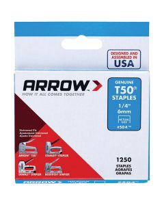 Arrow 50424 T50 Staples, 1,250 pk (1/4")